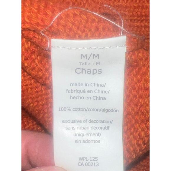 Chaps Orange Sweater Big Elbow Patch Button Casual Men's Size Medium 100% Cotton - Picture 8 of 8